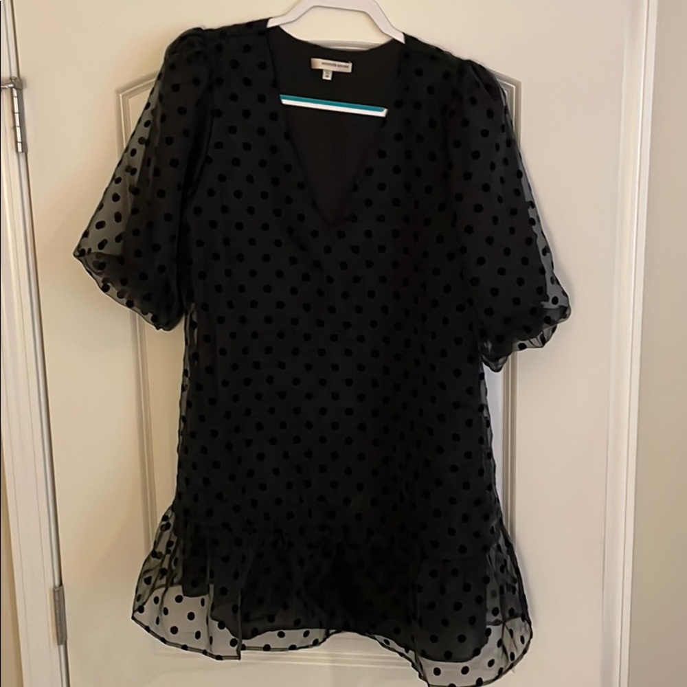 Black Polka Dot Cocktail Dress - Lavender Brown